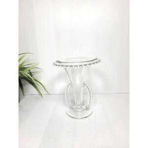 Vintage Candlewick Small Bead Vase Imperial Glass Clear Double Handle
